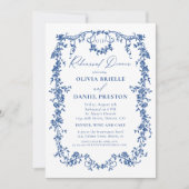 Victoriaans Franse Blauwe Repetitie Diner Trouwen Kaart (Voorkant)