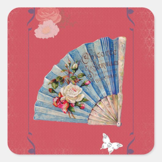 Victoriaans Franse chocolade Kaart Vierkante Sticker (Voorkant)