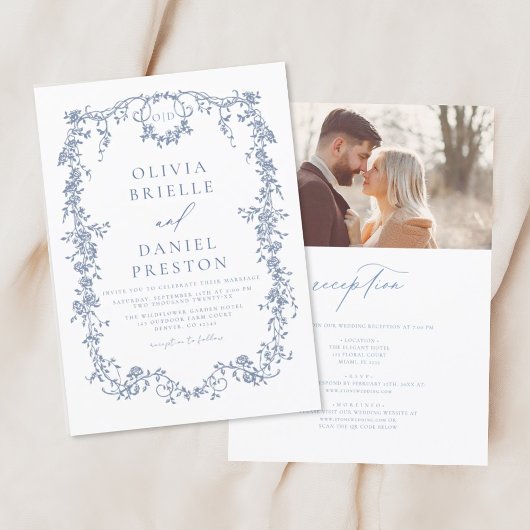 Victoriaans  Franse foto alles in één bruiloft Kaart