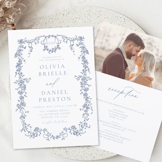 Victoriaans Franse foto alles in één bruiloft Kaart