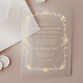 Victoriaans Franse gouden vintage bruiloft Acryl Uitnodigingen