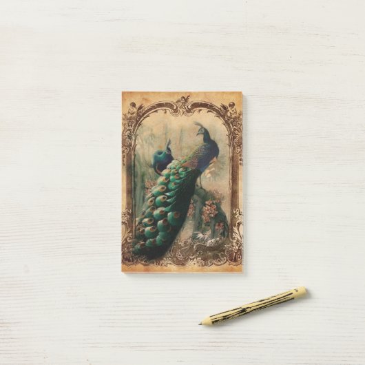 Victoriaans Franse land moderne pauw Post-it® Notes (Op bureau)