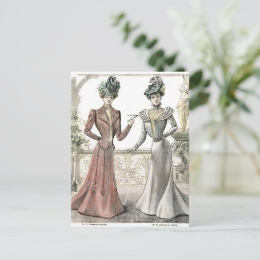 Victoriaans Franse Mode Briefkaart (Staand voorkant)