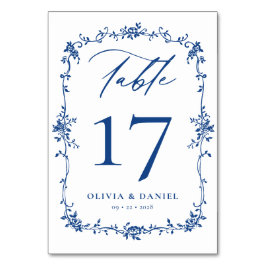 Victoriaans Franse Navy Blue Elegant bruiloft Kaart