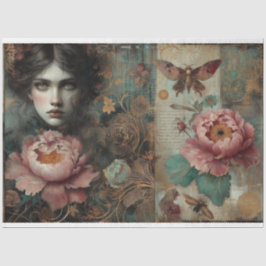 Victoriaans Franse pioen Roos Ephemera Decoupage Tissuepapier