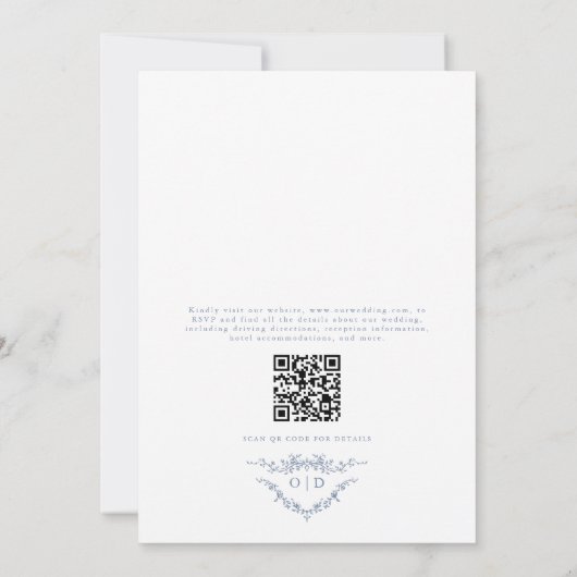 Victoriaans Franse QR-code Floral Wedding Monogram Kaart (Achterkant)