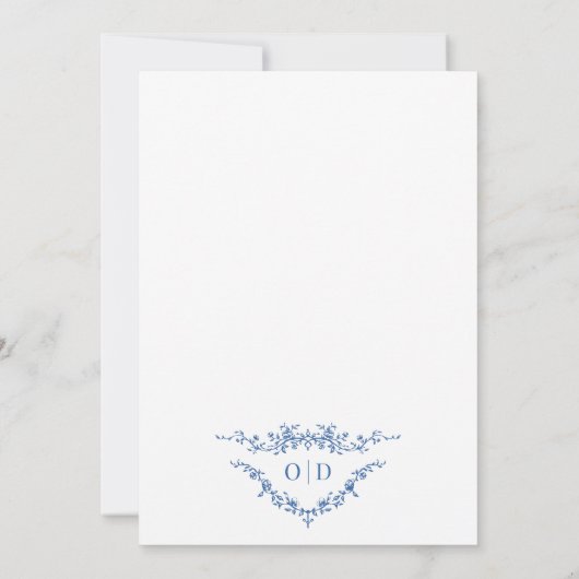 Victoriaans Franse Royal Blue Wedding Monogram Kaart (Achterkant)