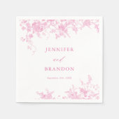 Victoriaans Franse Roze Bloemen Trouwservetten Servet (Voorkant)