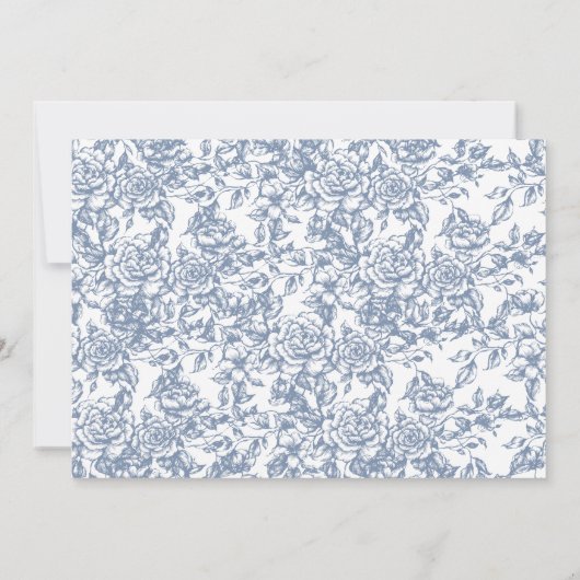Victoriaans  Franse RSVP Dusty Blue Wedding Kaart (Achterkant)