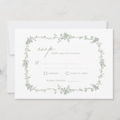 Victoriaans  Franse RSVP Sage Green Wedding Kaart (Voorkant)