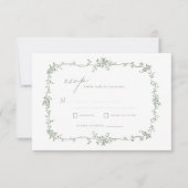 Victoriaans  Franse RSVP Sage Green Wedding Kaart (Voorkant)