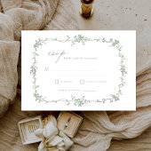 Victoriaans  Franse RSVP Sage Green Wedding Kaart