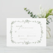 Victoriaans  Franse RSVP Sage Green Wedding Kaart (Staand voorkant)