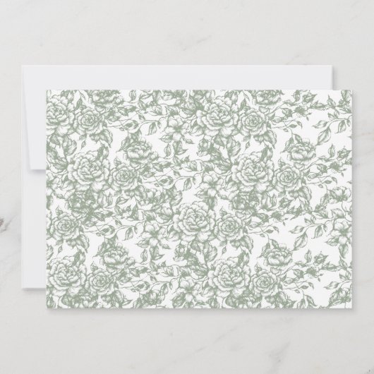 Victoriaans  Franse RSVP Sage Green Wedding Kaart (Achterkant)