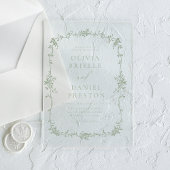Victoriaans  Franse Sage Green Wedding Acryl Uitnodigingen