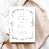 Victoriaans Franse Sage Green Wedding Kaart