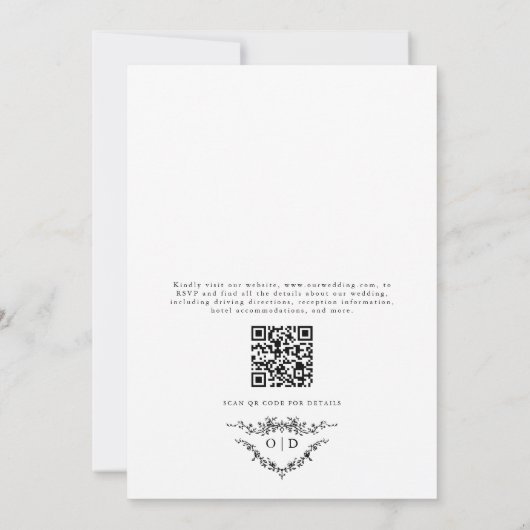 Victoriaans Franse Toile QR Code Wedding Kaart (Achterkant)