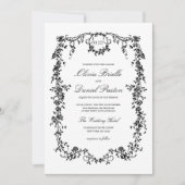 Victoriaans Franse Zwarte Bloemen Huwelijk Monogra Kaart (Voorkant)