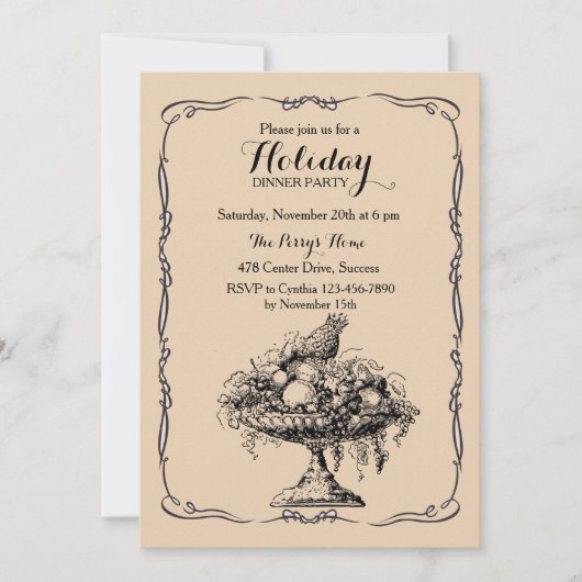 Victoriaans Fruit Bowl Dinner Party Uitnodiging (Voorkant)