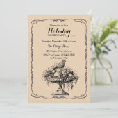 Victoriaans Fruit Bowl Dinner Party Uitnodiging (Staand voorkant)