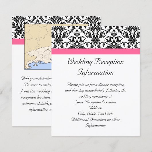 Victoriaans Fuchsia Pink en White Damask (Voorkant / Achterkant)