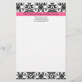 Victoriaans Fuchsia Pink en White Damask Briefpapier