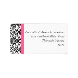 Victoriaans Fuchsia Pink en White Damask Etiket