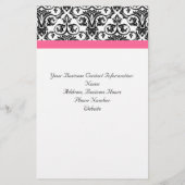 Victoriaans Fuchsia Pink en White Damask Flyer (Achterkant)