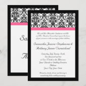 Victoriaans Fuchsia Pink en White Damask Kaart (Voorkant / Achterkant)