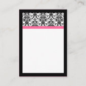 Victoriaans Fuchsia Pink en White Damask Plaatskaartje (Achterkant)