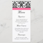 Victoriaans Fuchsia Roze en Witte Damast Menu (Voorkant)