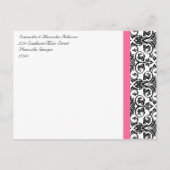 Victoriaans Fuchsia Roze Wit Damask Save the Date Aankondigingskaart (Achterkant)
