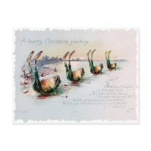 Victoriaans Funny Rhyme Card Kikker voor kerstmis