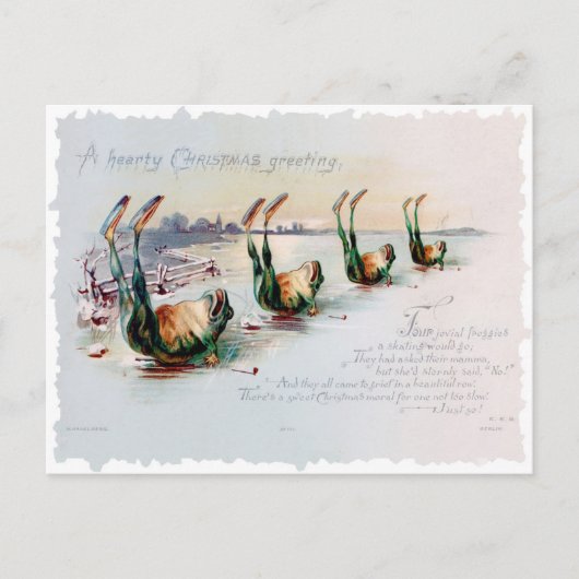Victoriaans Funny Rhyme Card Kikker voor kerstmis Briefkaart (Voorkant)