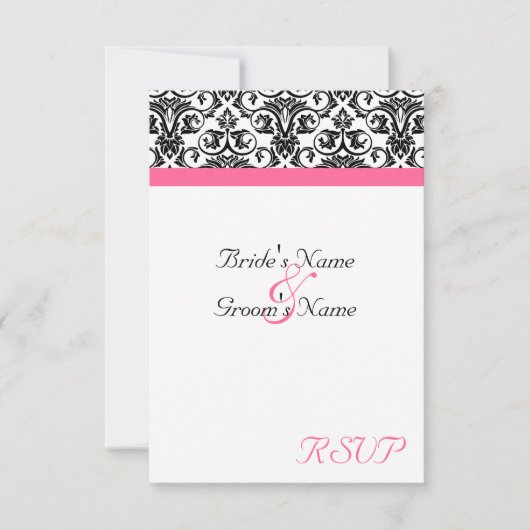 Victoriaans Fuschia Bruiloft Matching Kleine RSVP (Voorkant)