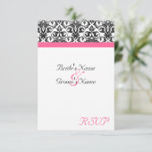 Victoriaans Fuschia Bruiloft Matching Kleine RSVP (Staand voorkant)