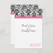 Victoriaans Fuschia Bruiloft Matching Kleine RSVP (Voorkant / Achterkant)