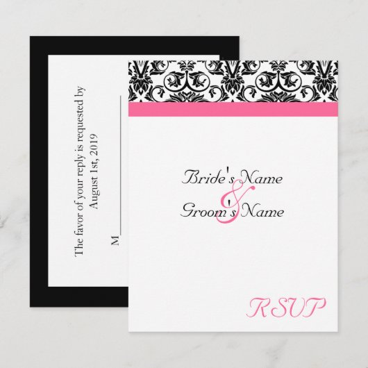 Victoriaans Fuschia Bruiloft Matching RSVP (Voorkant / Achterkant)