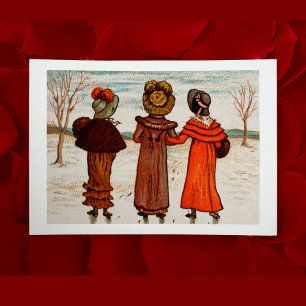  Victoriaans galentines Day Cute Best Friends Kaart