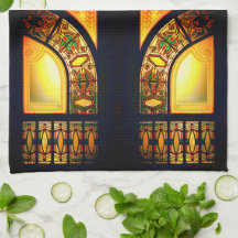 Victoriaans gebrandschilderd glas zwart goud elega