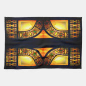 Victoriaans gebrandschilderd glas zwart goud elega theedoek (Horizontaal)