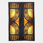 Victoriaans gebrandschilderd glas zwart goud elega theedoek (Verticaal)