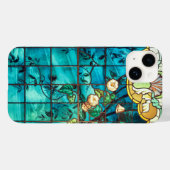 Victoriaans gebrandschilderde glaslook floral blau Case-Mate iPhone case (Achterkant (horizontaal))