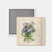 Victoriaans Gedicht Grijs Paarse Pansies Magnet (Voorkant / Achterkant)