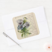Victoriaans Gedicht Grijs Paarse Pansies Stickers (Envelop)