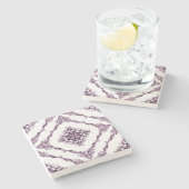 Victoriaans geïnspireerd Paars fractaal diamantont Stenen Onderzetter (Zijkant)