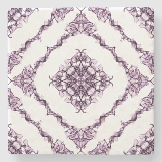 Victoriaans geïnspireerd Paars fractaal diamantont Stenen Onderzetter (Voorkant)