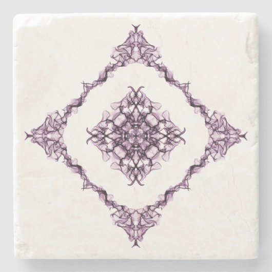 Victoriaans geïnspireerd Paars fractaal diamantont Stenen Onderzetter (Voorkant)