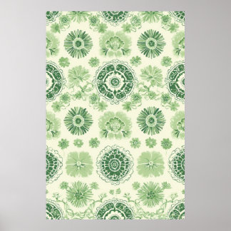Victoriaans-geïnspireerde groene botanische Tegel Poster