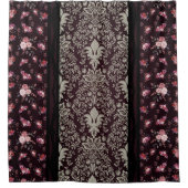 Victoriaans  geïnspireerde zwarte bloem douchegordijn (Voorkant)